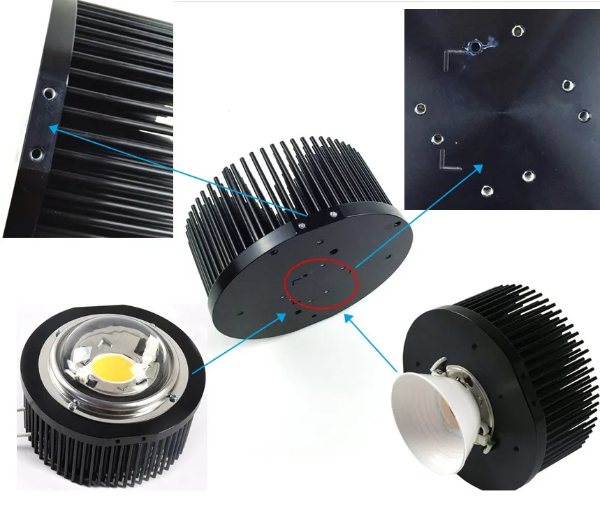 Round Aluminum Led Heatsink Cxb 3590 Pin Fin Heatsink D150mm 60w75w