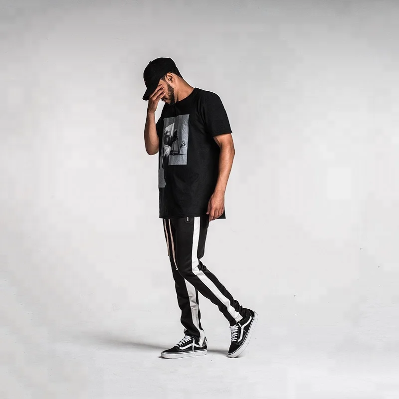

Stylish latest black leisure sweatpants men sport gym pants with zip pocket