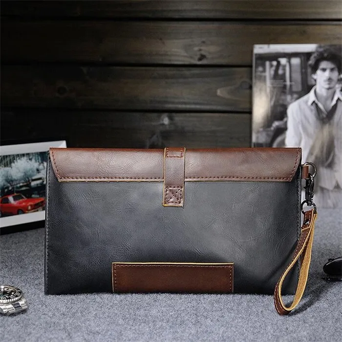 Wholesale Korean vintage business oversized pu leather briefcase envelope clutch  bag for men From m.