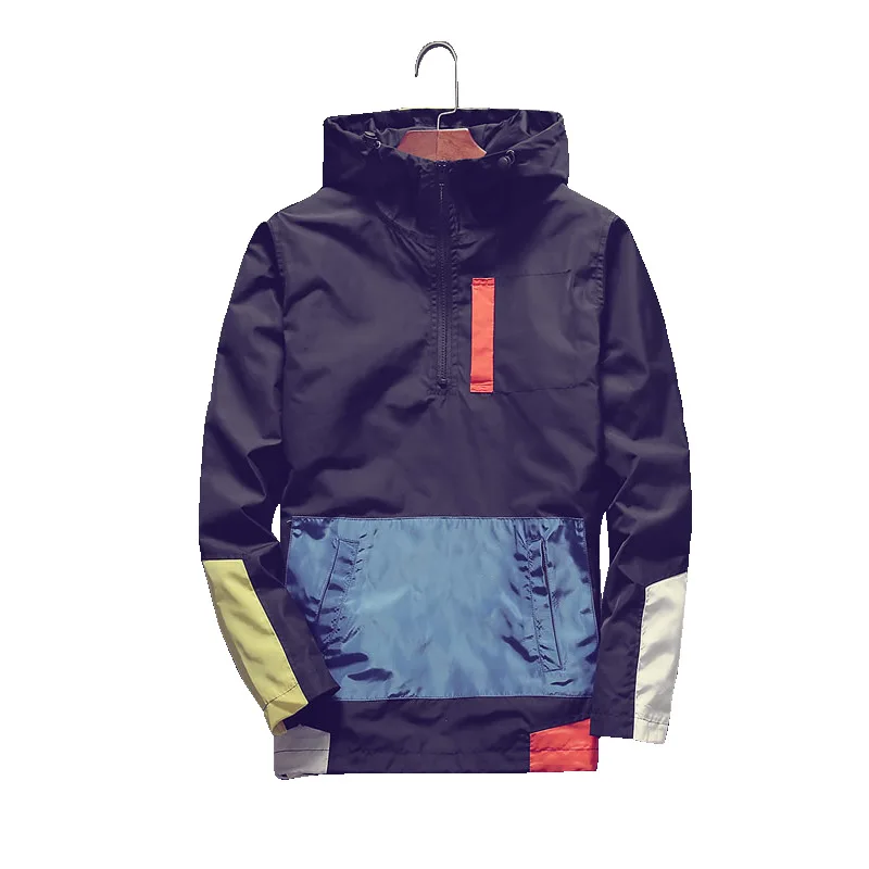 

Wholesale Custom Logo Fashion Pullover Blank Black Mens Half Zip Windbreaker Hoodie Baseball Jackets Streetwear