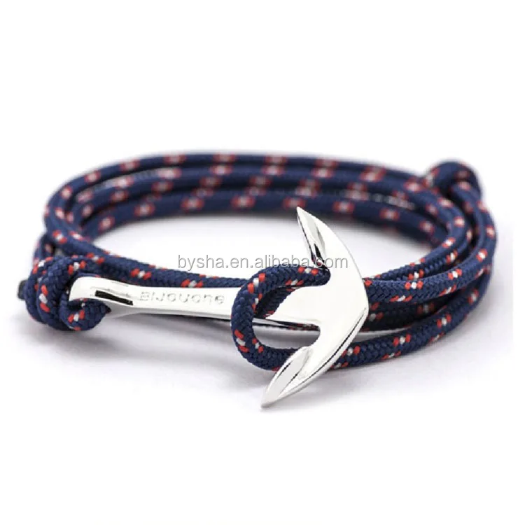 

Popular wrap nylon nautical rope mens women men anchor bracelet bangle, Mix color;black;blue;brown;red;etc