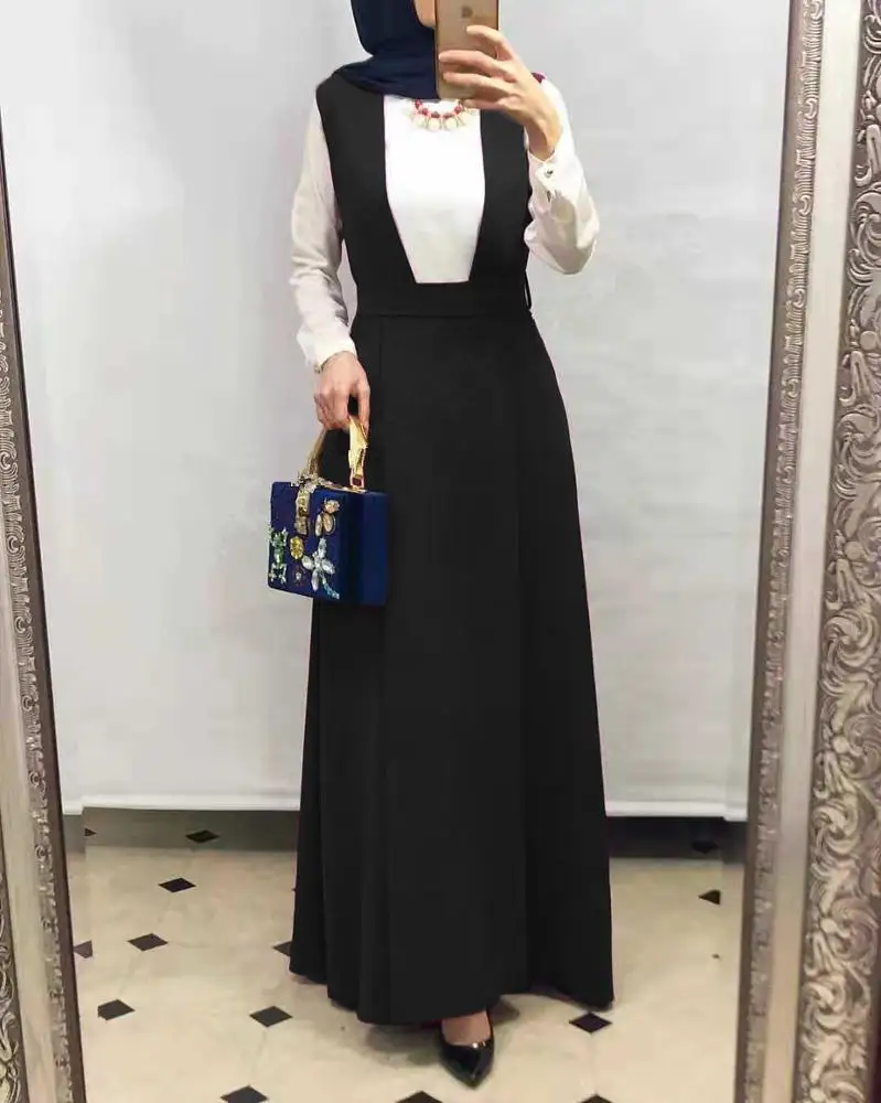 

Fashion design muslim women soft crepe suspender skirts, Black,red, pink