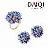 America Ceramic Flower Ring Alloy Fashion Women Diamond Simple Gold Rings For Jewelry Earring Set