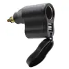 Din hlla Powerlet Plug to Dual USB Charger 2.1A&1A + 12V Cigarette Lighter Socket Compatible for Motorcycle