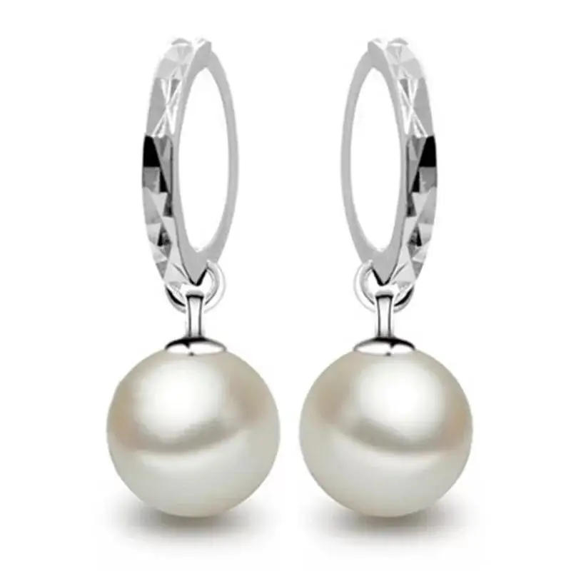 

Bridal Pearl Dangle Water Woman Wedding Vintage Lady Statement Crystal Stud Clip On Earring