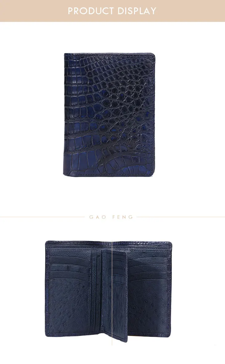 Wholesale custom genuine grain crocodile leather 16 cards slots vintage short bifold wallet