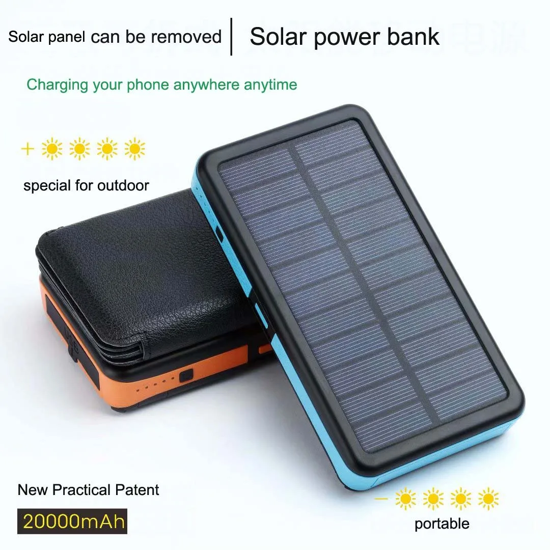Solar power bank 20000mah Type-C high capacity solar panel power bank IP66 fast charging portable power bank solar - ANKUX.COM