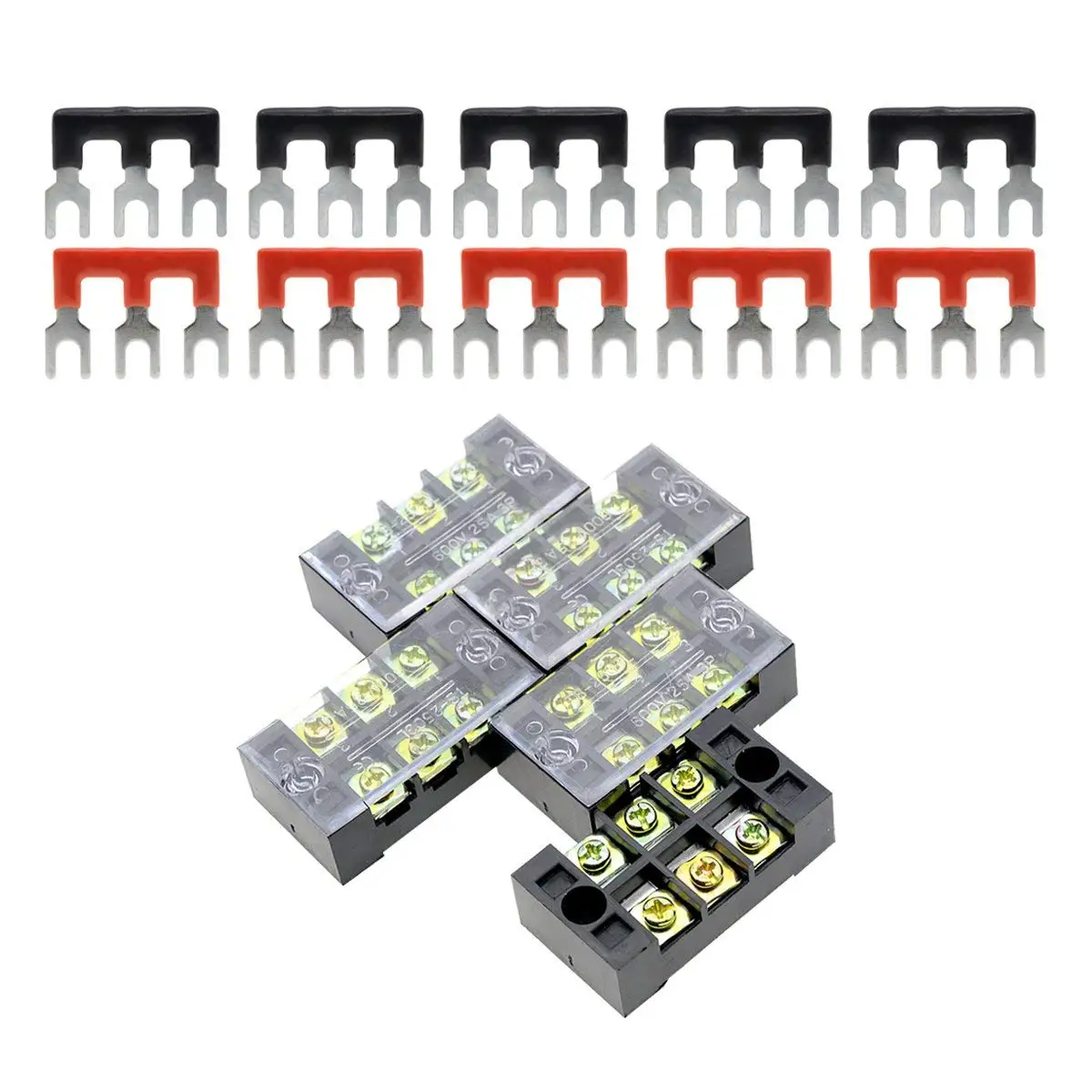 ZXHAO 380V 5A 12 Positions Dual Row Wire Connector Screw Terminal Barrier Block 5pcs