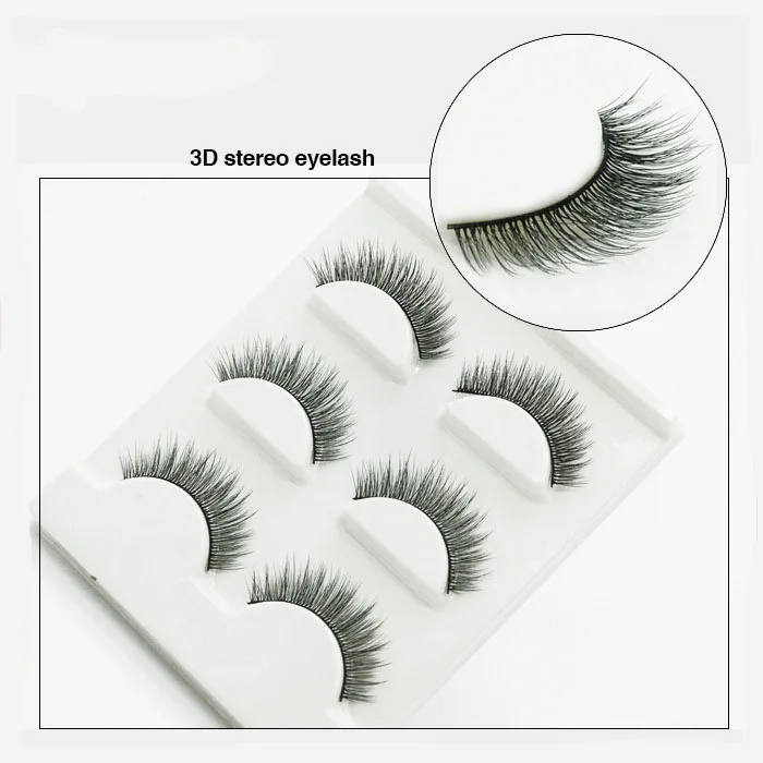 

Bulk handmade 3 pairs 3d vegan silk hair natural long eyelashes 0.07