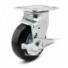 Korea Style 100mm 200mm Zinc Plating Bracket Cast Iron Solid Rubber Caster Wheel