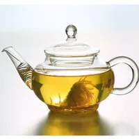 

Handblown clear high borosilicate small glass tea pot with infuser