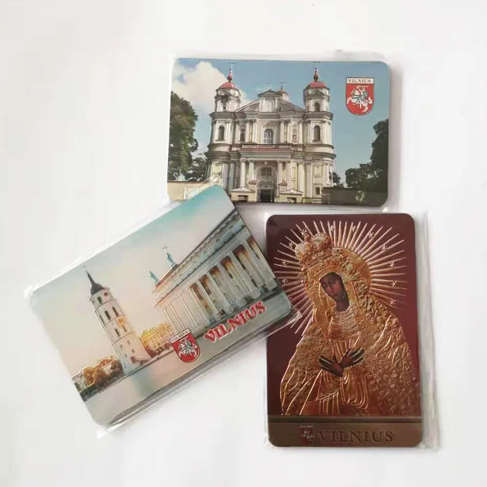 

Promotional Vilnius Silver foil tourist souvenir fridge magnet, Full color