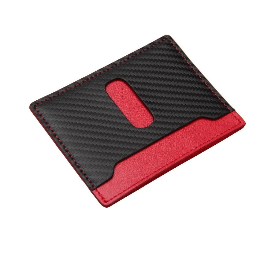 

Black Red RFID Blocking Carbon Fiber Leather Slim Wallets For Mens, Black or customised