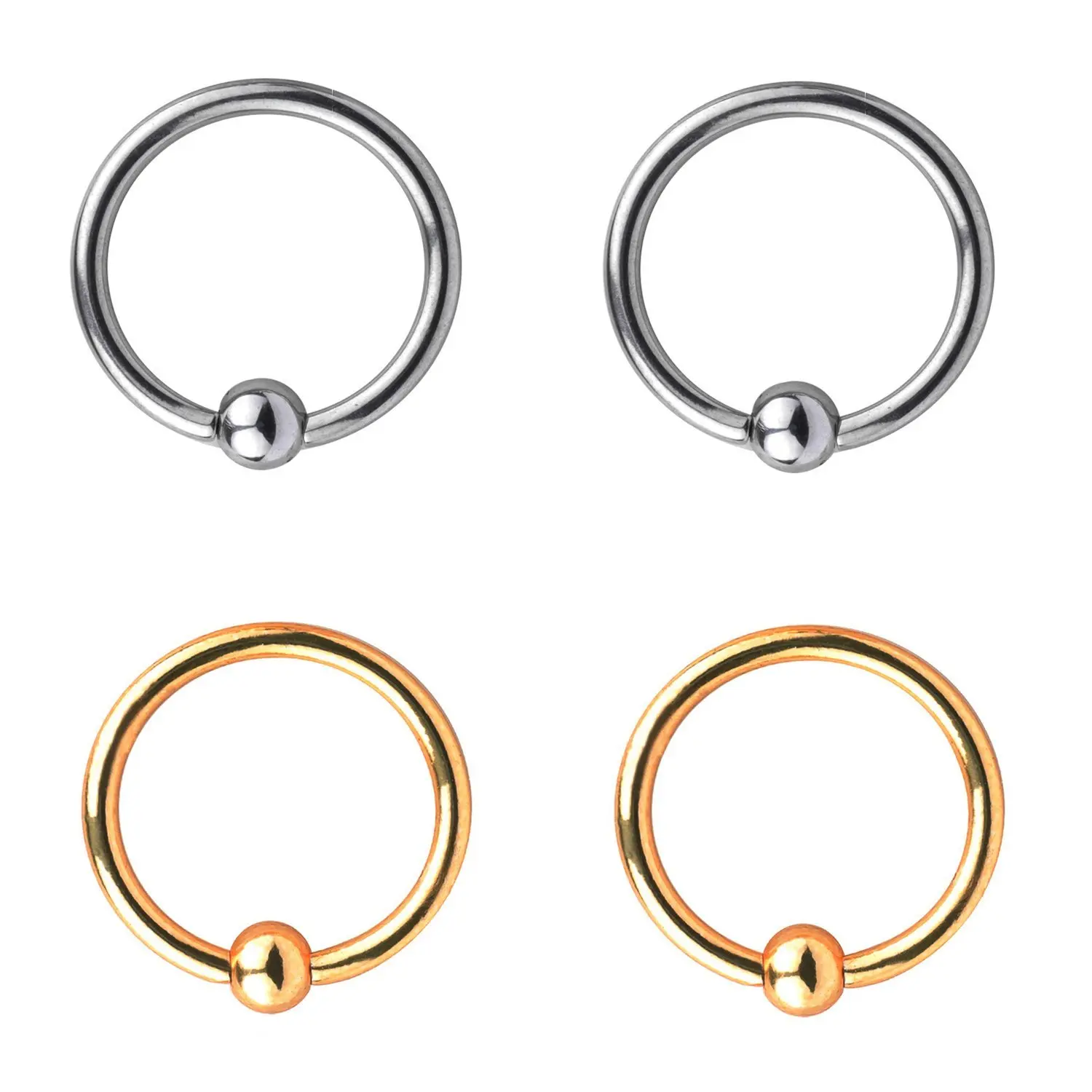 RJRK 16G Stainless Steel Hoop Nose Ring Ear Piercing Body Jewelry for Womens Mens 8mm