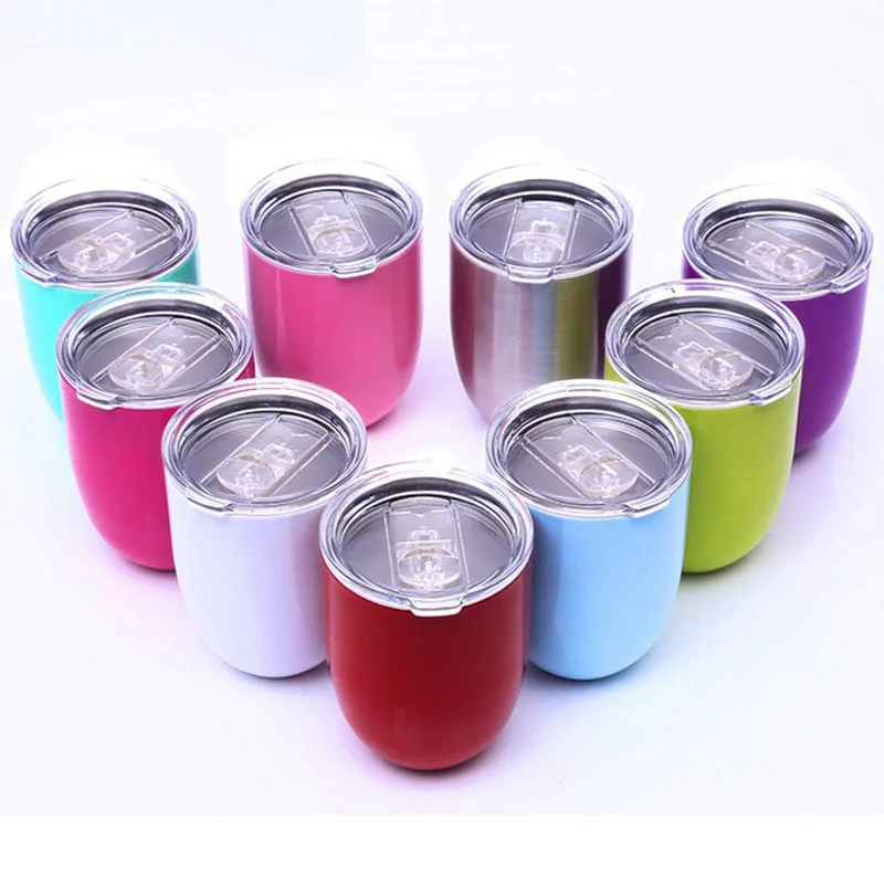 

12oz cup coffee Egg Shaped Cup Stainless Steel thermos Beer Mug tumbler with straw, Multi color or customized