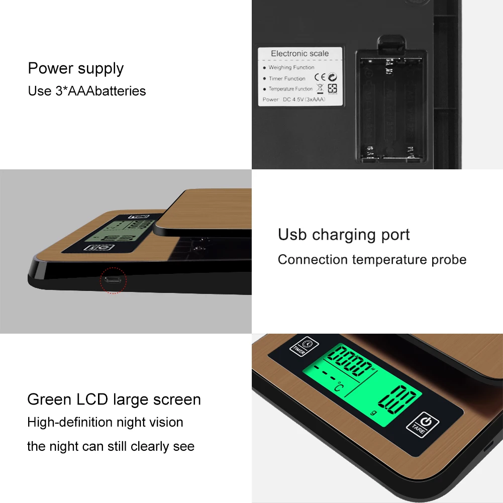 2018 new  0.1g -1000g   Digital Scales With Probe Timing  Coffee Electronic Scale