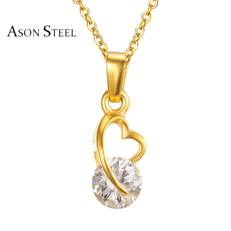 

Beauty Necklace shiny AAA Crystal Jewelry Elegant Heart Pendants Necklace Stainless Steel For Women Valentine's Day Present