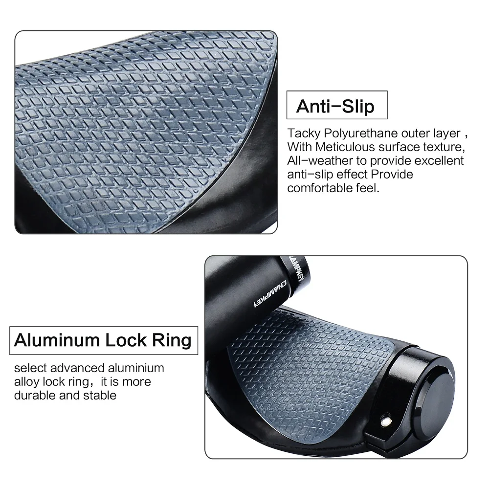Champkey Anti-Slip Particles Bike Handlebar Grips Carbon Fiber Cloth Material 