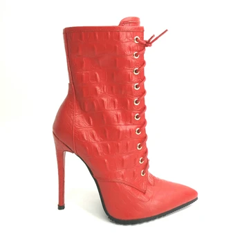 red crocodile ankle boots