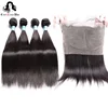 Wholesale Aliexpress Brazilian Virgin Human Hair Weaving Natural Color 30Inch Straight Hair Weft 360 Lace Frontal With Bundles