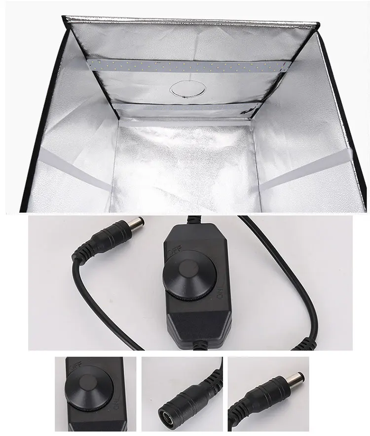 JingYing cheap high quality portable black 60cm toy jewellery product led photography photo studio light box for photography