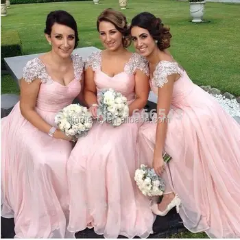 vestido de dama de honra rosa seco