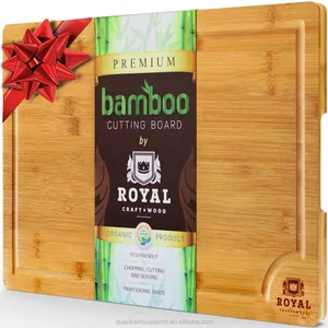 Image of Natural Eco-Friendly EXTRA LARGE Organic Bamboo Cutting Board with Juice Groove