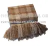 100% acrylic Loop plaid woven cheap bespread scarf Throw blanket with fringe cushion cover