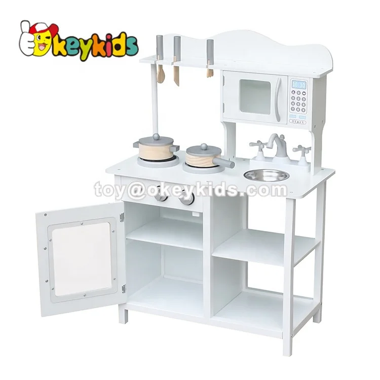 New Cheapest Children White Wooden Toy Kitchen Set For Wholesale