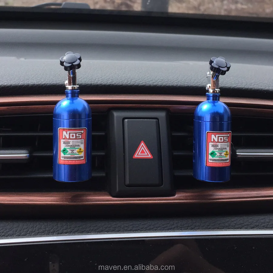 

4Colors JDM Aluminium NOS Bottle Tank Car Air Freshener Air Outlet Vent Solid Perfume Clip, Red/blue/black/silver