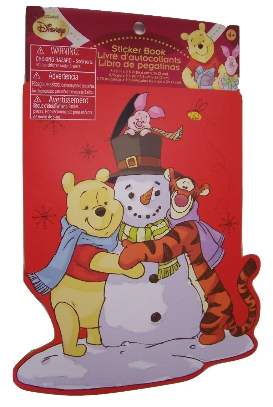Disney Winnie the Pooh Shaped Sticker Book ~ Christmas Edition (Pooh, Tigger, Piglet Hugging Snowman)