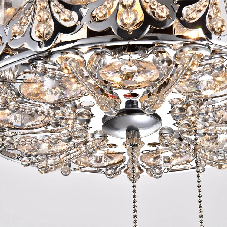 
Luxury fashion energy star crystal ceiling fan lamp for living room 
