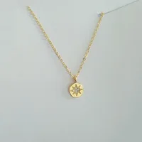 

dainty round pendant sun star diamond clavicle necklace female simple fashion jewelry starburst polaris pendant necklace