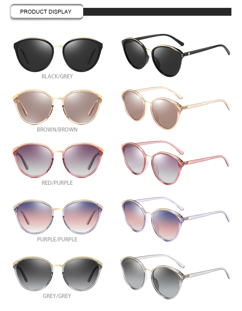 2019 Beautiful fashion women polarized sunglasses gold rims plastic tac holiday female sunglasses