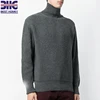 Turtleneck long sleeve 100% wool jumper ribbed knitted pullover sweater for mens