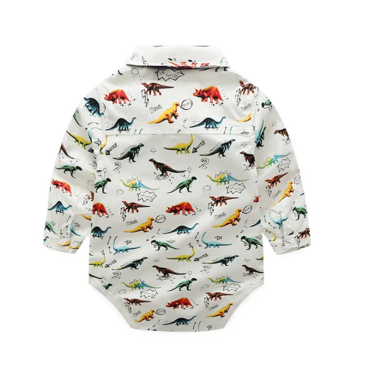 China Suppliers Boys Clothes White Long Sleeve Dinosaur With Bow Tie ...
