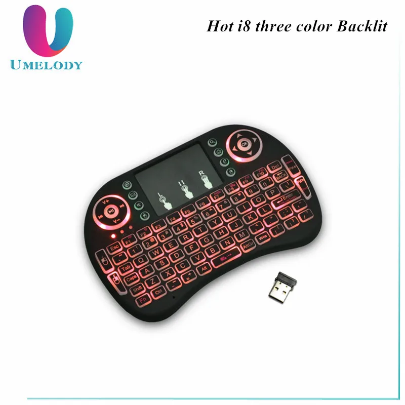 iPazzPort Mini i8 Backlit Wireless Keyboard With Red Green Blue Backlight and Air Mouse For TV Box KP-810-21DL-RGB