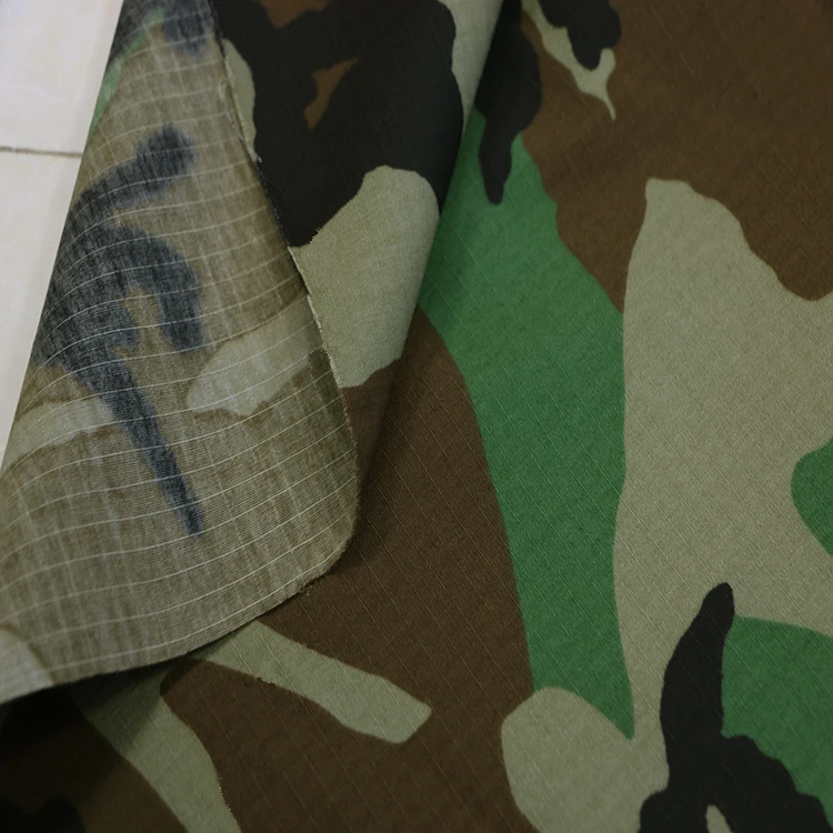 T/c 65/35 Ripstop Uniform Military Used Woodland Camouflage Fabric ...