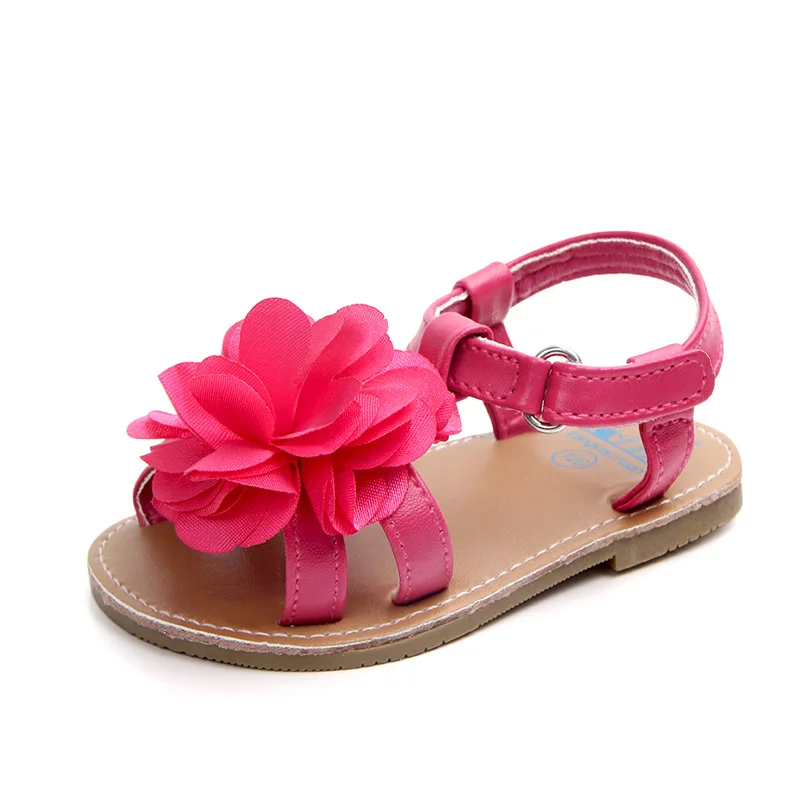 

Hot sale baby sandals shoes,beautiful flowers baby girl outdoor sandal shoes, Rose/white