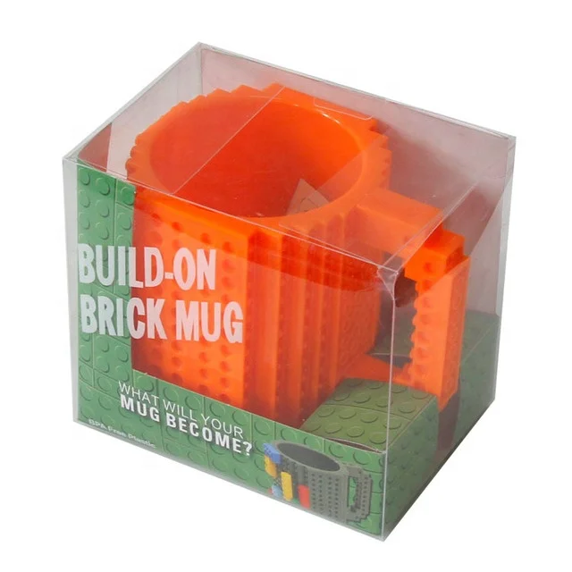 

12oz Novelty BPA-free DIY creative 350ml kids DIY build-on toy brick lego style puzzle building block gift coffee mug, Colored