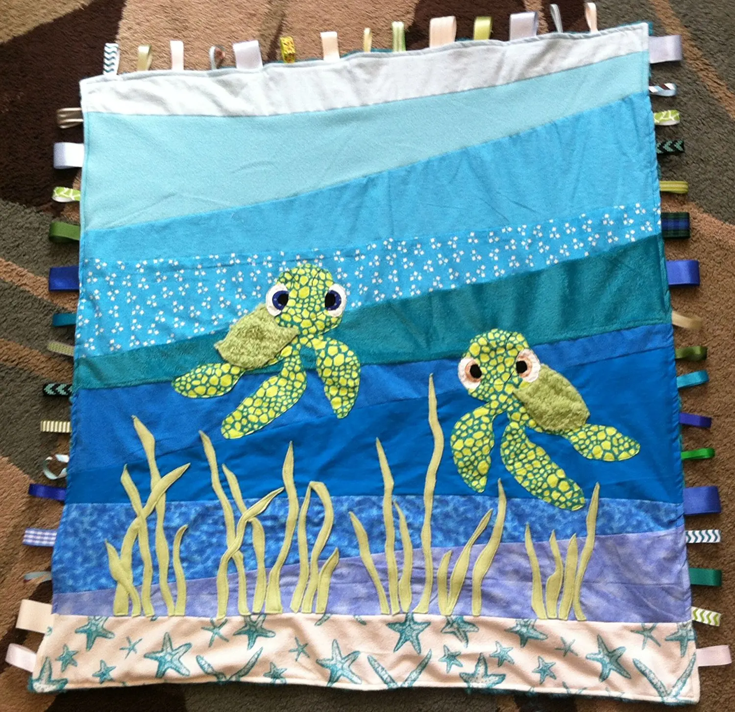 Buy Baby Sea Turtle Ribbon Baby Blanket With Ribbon Tabs 37 X 40 In Cheap Price On Alibabacom