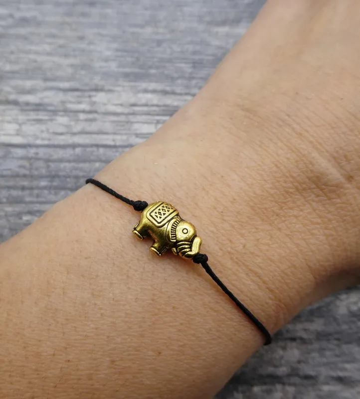 

Zooying Tiny Elephant Lucky Friendship Bracelet, Black