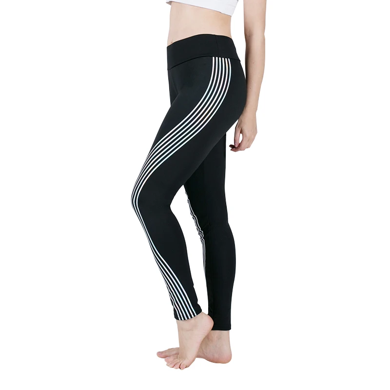 

Glowing Stripe Push Up Sportswear Pants, Black,customized upon request
