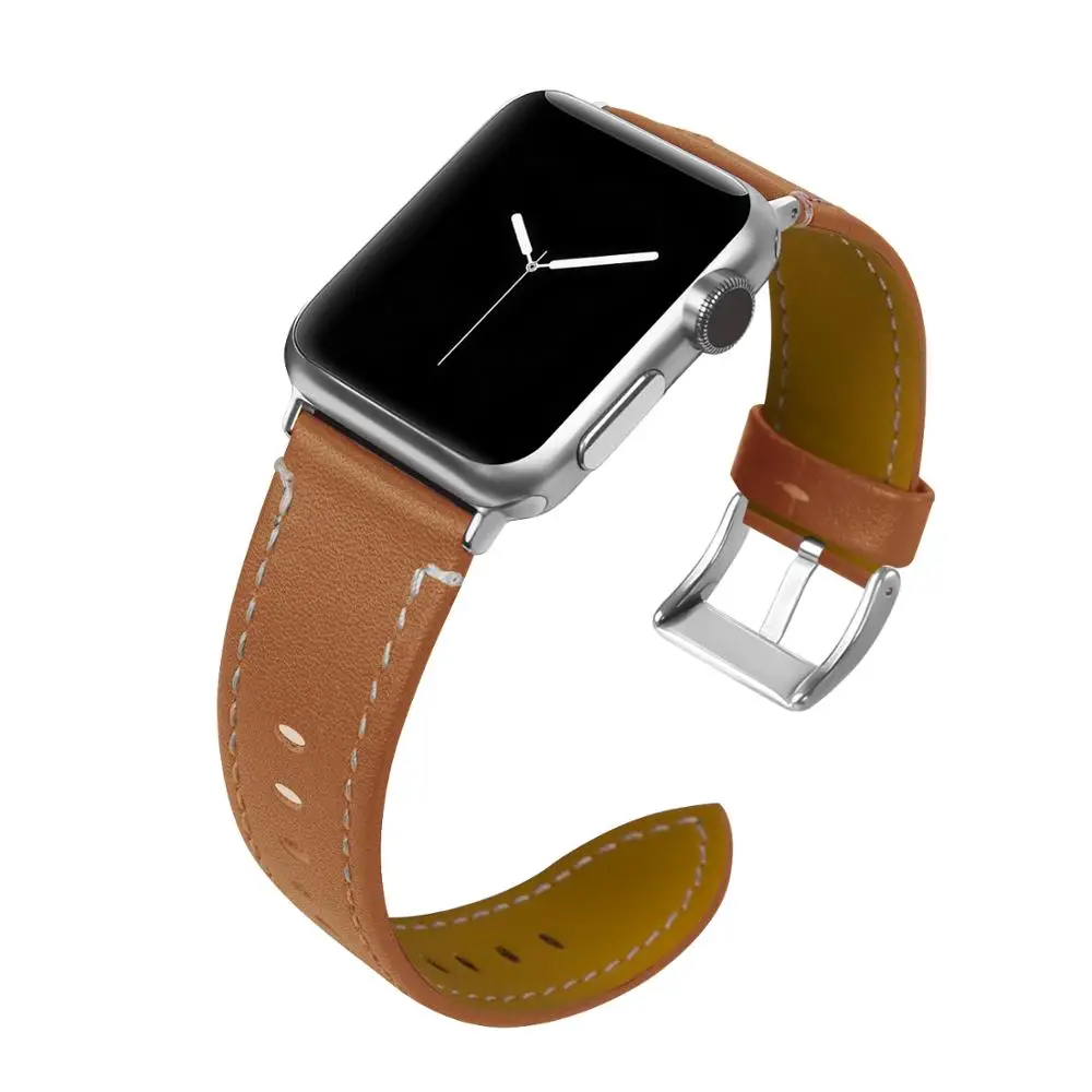 

New  Leather Watch Band Strap With Clasp Use For Apple Watch, Pink;red;grey;apricot;light brown;dark brown;blue and white