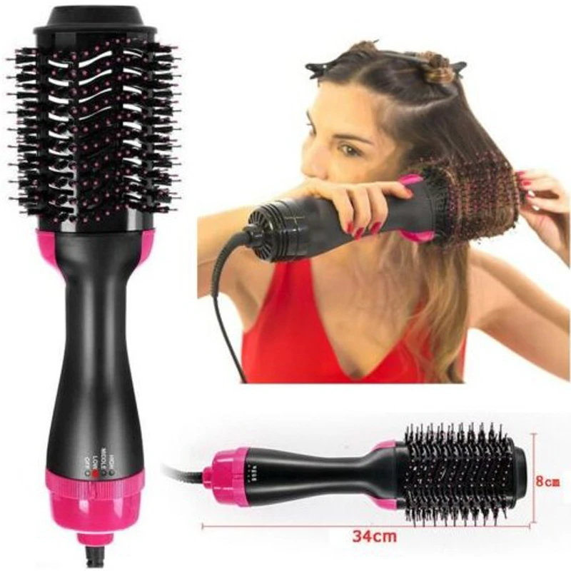 

Hot Air Brush One Step Hair,Professional Salon Hair Dryer & Volumizer 3-in-1 Negative Ion Straightening Brush, Black-pink