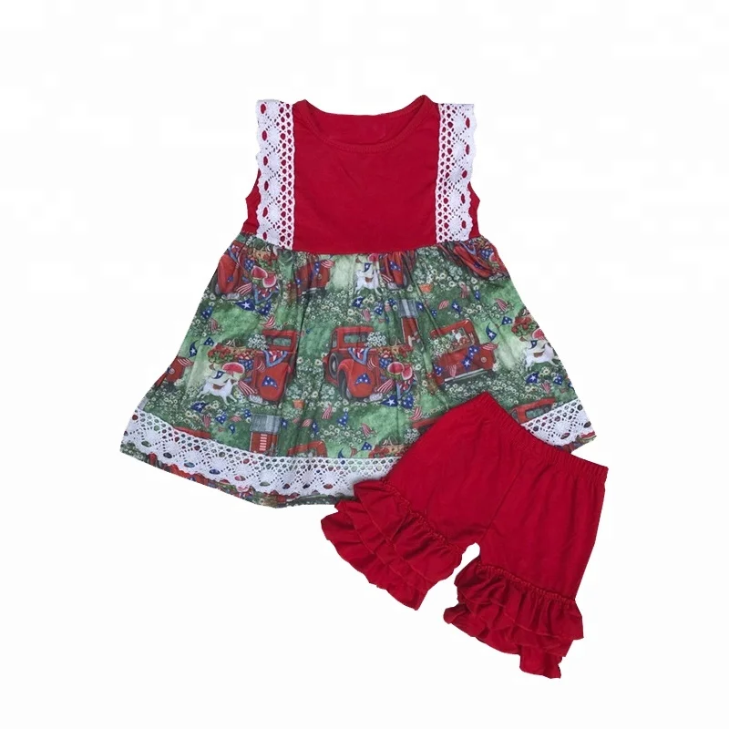 

Baby clothes wholesale ruffle sleeveless farm style children's dress boutique outfits clothing