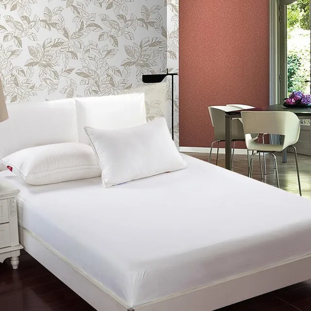 100% cotton full plain white bedsheet custom hotel fitted sheet