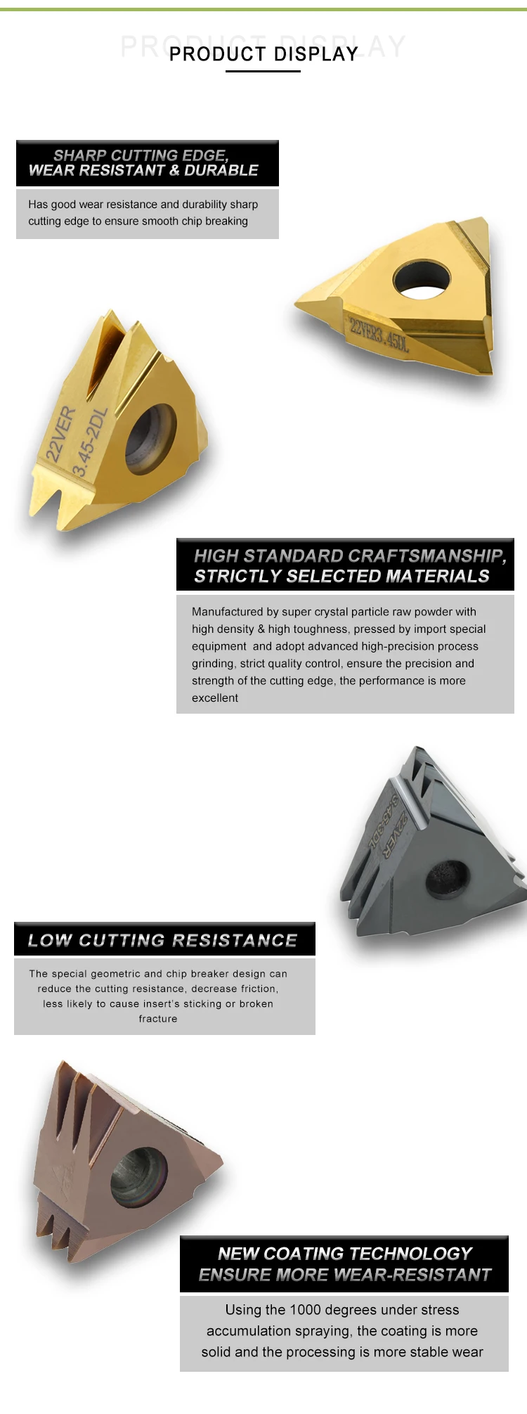 Ttip30 Golden 40 Degree Multi Teeth Pulley Grooving Tungsten Turning