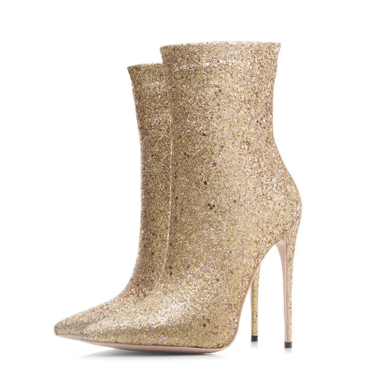 sequin high heel boots