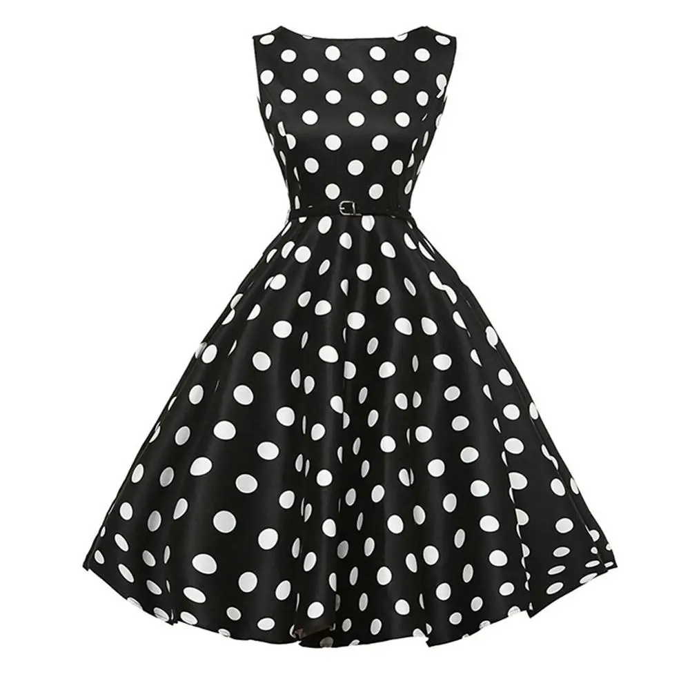 

Cotton Rockabilly Dress Summer 50s Retro Vintage Dresses Plus Size Women Clothing Pin Up frock, As the picture